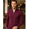 image:imageCOOFANDY Mens Quarter Zip Pullover Dress Regular Fit Mock Neck SweaterWine Red