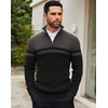 image:imageCOOFANDY Mens Quarter Zip Sweater Slim Fit Mock Neck Long Sleeve PulloverBlack  Dark Heather Grey