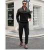 image:imageCOOFANDY Mens Quarter Zip Sweater Slim Fit Mock Neck Long Sleeve PulloverBlack  Dark Heather Grey