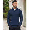 image:imageCOOFANDY Mens Quarter Zip Sweater Slim Fit Mock Neck Long Sleeve PulloverDark Blue