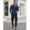 image:imageCOOFANDY Mens Quarter Zip Sweater Slim Fit Mock Neck Long Sleeve PulloverDark Blue