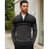image:imageCOOFANDY Mens Quarter Zip Sweater Slim Fit Mock Neck Long Sleeve PulloverDark Heather Grey  Black 01