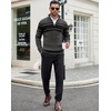 image:imageCOOFANDY Mens Quarter Zip Sweater Slim Fit Mock Neck Long Sleeve PulloverDark Heather Grey  Black 01