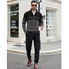 image:imageCOOFANDY Mens Quarter Zip Sweater Slim Fit Mock Neck Long Sleeve PulloverDark Heather Grey  Black 02