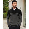 image:imageCOOFANDY Mens Quarter Zip Sweater Slim Fit Mock Neck Long Sleeve PulloverDark Heather Grey  Black 02