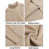 image:imageCOOFANDY Mens Quarter Zip Sweater Slim Fit Mock Neck Long Sleeve PulloverLight Khaki