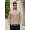 image:imageCOOFANDY Mens Quarter Zip Sweater Slim Fit Mock Neck Long Sleeve PulloverLight Khaki