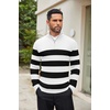 image:imageCOOFANDY Mens Quarter Zip Sweater Slim Fit Mock Neck Long Sleeve PulloverStripe White  Black