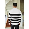 image:imageCOOFANDY Mens Quarter Zip Sweater Slim Fit Mock Neck Long Sleeve PulloverStripe White  Black