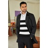 image:imageCOOFANDY Mens Quarter Zip Sweater Slim Fit Mock Neck Long Sleeve PulloverStripe White  Black