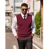 image:imageCOOFANDY Mens Sleeveless Sweater Vest VNeck Solid Cotton Pullover1 Dark Red
