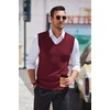 image:imageCOOFANDY Mens Sleeveless Sweater Vest VNeck Solid Cotton Pullover1 Dark Red