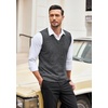 image:imageCOOFANDY Mens Sleeveless Sweater Vest VNeck Solid Cotton PulloverDark Grey