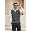 image:imageCOOFANDY Mens Sleeveless Sweater Vest VNeck Solid Cotton PulloverDark Grey