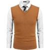 image:imageCOOFANDY Mens Sleeveless Sweater Vest VNeck Solid Cotton PulloverLight Brown