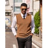 image:imageCOOFANDY Mens Sleeveless Sweater Vest VNeck Solid Cotton PulloverLight Brown