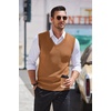 image:imageCOOFANDY Mens Sleeveless Sweater Vest VNeck Solid Cotton PulloverLight Brown