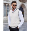 image:imageCOOFANDY Mens Sleeveless Sweater Vest VNeck Solid Cotton PulloverStripes White and Black