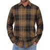 image:imageCOOFANDY Mens Flannel Shirts Long Sleeve Button Down Shirt with Pocket Casual Shirts Work Shirts for MenLight Coffee Black Plaid