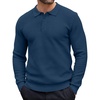 image:imageCOOFANDY Mens Knit Polo Shirts Casual Collared Long Sleeve Sweater PolosDark Blue