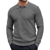 image:imageCOOFANDY Mens Knit Polo Shirts Casual Collared Long Sleeve Sweater PolosDark Grey