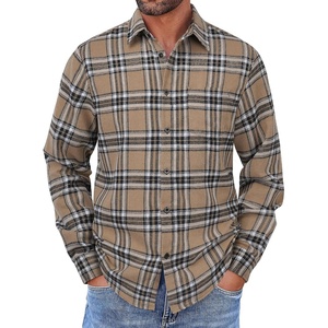 image:imageCOOFANDY Mens Flannel Shirts Long Sleeve Button Down Shirt with Pocket Casual Shirts Work Shirts for MenKhaki Plaid