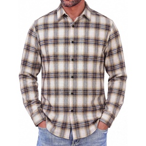 image:imageCOOFANDY Mens Flannel Shirts Long Sleeve Button Down Shirt with Pocket Casual Shirts Work Shirts for MenKhakiblue Plaid