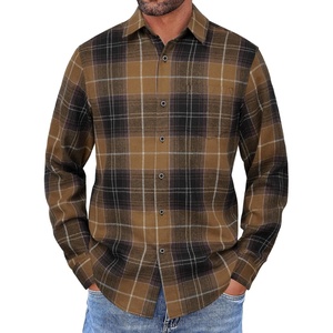 image:imageCOOFANDY Mens Flannel Shirts Long Sleeve Button Down Shirt with Pocket Casual Shirts Work Shirts for MenLight Coffee Black Plaid