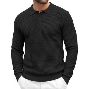 image:imageCOOFANDY Mens Knit Polo Shirts Casual Collared Long Sleeve Sweater PolosBlack