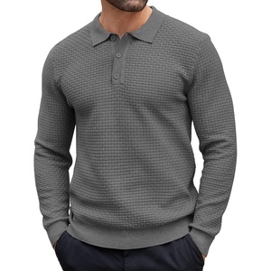 image:imageCOOFANDY Mens Knit Polo Shirts Casual Collared Long Sleeve Sweater PolosDark Grey