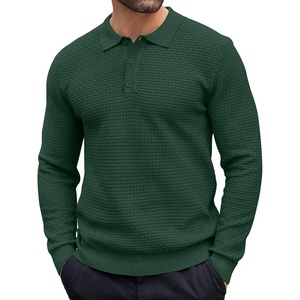 image:imageCOOFANDY Mens Knit Polo Shirts Casual Collared Long Sleeve Sweater PolosGreen