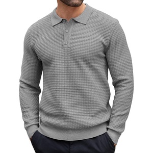 image:imageCOOFANDY Mens Knit Polo Shirts Casual Collared Long Sleeve Sweater PolosLight Grey