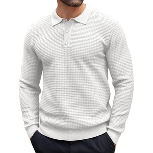 image:imageCOOFANDY Mens Knit Polo Shirts Casual Collared Long Sleeve Sweater PolosWhite
