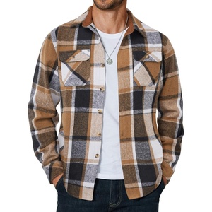 image:imageCOOFANDY Mens Long Sleeve Flannel Shirts Fashion Flannel Shirt Casual Button Down Shirt Jakcet with PocketsKhakiblack