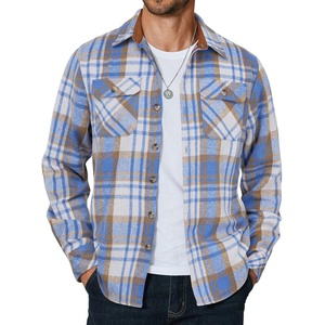 image:imageCOOFANDY Mens Long Sleeve Flannel Shirts Fashion Flannel Shirt Casual Button Down Shirt Jakcet with PocketsLight Blue