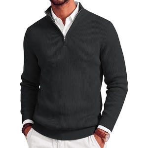 image:imageCOOFANDY Mens Quarter Zip Sweater Slim Fit Mock Neck Long Sleeve PulloverBlack