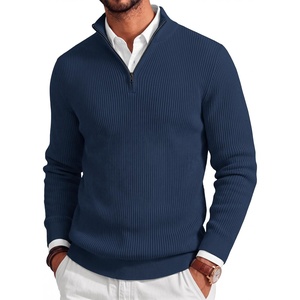 image:imageCOOFANDY Mens Quarter Zip Sweater Slim Fit Mock Neck Long Sleeve PulloverDark Blue