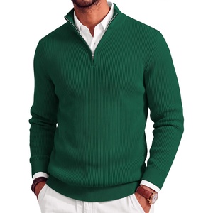image:imageCOOFANDY Mens Quarter Zip Sweater Slim Fit Mock Neck Long Sleeve PulloverGreen