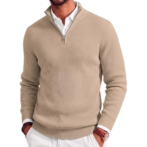 image:imageCOOFANDY Mens Quarter Zip Sweater Slim Fit Mock Neck Long Sleeve PulloverKhaki