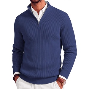 image:imageCOOFANDY Mens Quarter Zip Sweater Slim Fit Mock Neck Long Sleeve PulloverNavy Blue