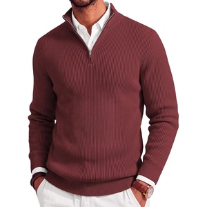 image:imageCOOFANDY Mens Quarter Zip Sweater Slim Fit Mock Neck Long Sleeve PulloverWine Red