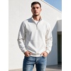 image:imageCOOFANDY Mens Quarter Zip Pullover 2026 Fleece Mock Neck Casual SweatshirtWhite