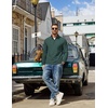 image:imageCOOFANDY Mens Quarter Zip Pullover Mock Neck Sweatshirt Long Sleeve SweaterLake Green