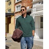 image:imageCOOFANDY Mens Quarter Zip Pullover Mock Neck Sweatshirt Long Sleeve SweaterLake Green