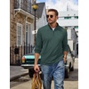 image:imageCOOFANDY Mens Quarter Zip Pullover Mock Neck Sweatshirt Long Sleeve SweaterLake Green