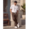 image:imageCOOFANDY Mens Casual Pants Elastic Waist Drawstring Cotton Chino Pant Twill Stretch Slacks with PocketsBrown