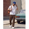image:imageCOOFANDY Mens Casual Pants Elastic Waist Drawstring Cotton Chino Pant Twill Stretch Slacks with PocketsBrown