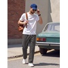 image:imageCOOFANDY Mens Casual Pants Elastic Waist Drawstring Cotton Chino Pant Twill Stretch Slacks with PocketsDark Grey