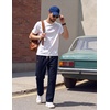image:imageCOOFANDY Mens Casual Pants Elastic Waist Drawstring Cotton Chino Pant Twill Stretch Slacks with PocketsNavy Blue