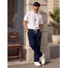 image:imageCOOFANDY Mens Casual Pants Elastic Waist Drawstring Cotton Chino Pant Twill Stretch Slacks with PocketsNavy Blue